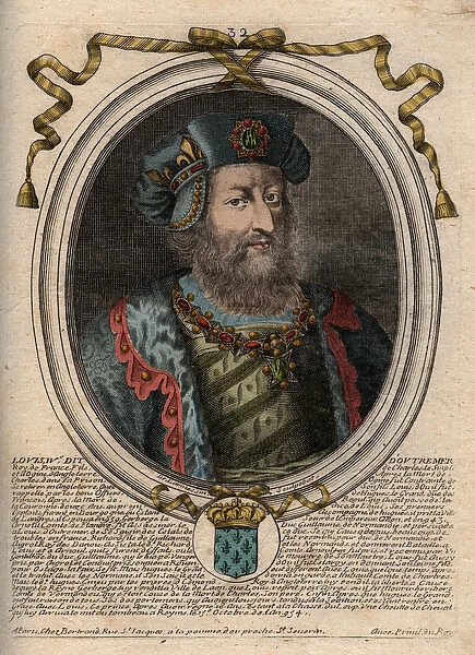 Portrait of Louis IV d Outremer (d Outre Mer, d Outre Mer) (921-954)