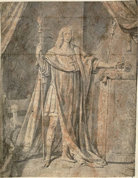 Portrait of Louis XIII, c. 1644 (brush & ink, wash and graphite on paper)