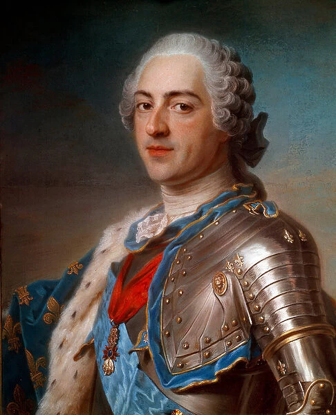 Portrait of Louis XV (1710 - 1774) in armor, with the cords of the Order of the Holy