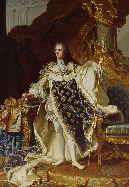 Portrait of Louis XV (1715-74) in his Coronation Robes, 1730 (oil on canvas)