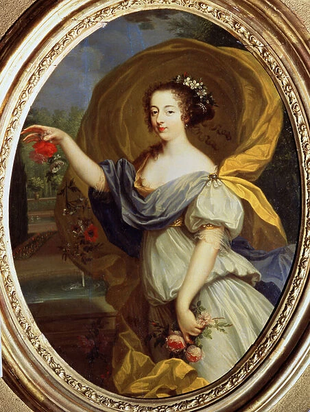 'Portrait de Louise Francoise de la Baume le Blanc, Duchesse de la Valliere (Madame de La Valliere) (1644-1710), favorite de Louis XIV, en Flore'Peinture de Pierre Mignard (1612-1695) 17eme siecle Musee Pouchkine, Moscou