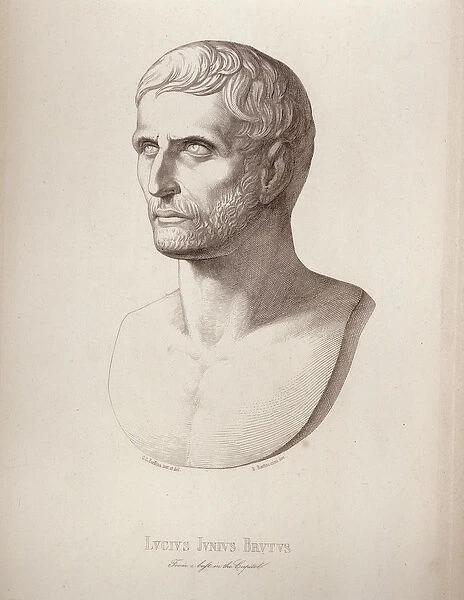 Portrait of Lucius Junius Brutus, engraved by B. Barloccini, 1849 (engraving)