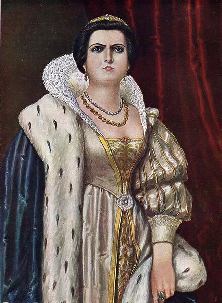 Portrait of Lucrezia Borgia (Lucrece Borgia) (1480 - 1519) Illustration of Tancredi Scarpelli (1866-1937) from 'Storia d Italia'(History of Italy) by Paolo Giudici, 1930 Private collection