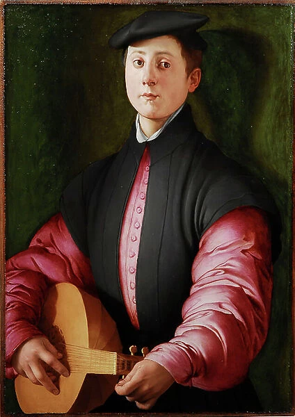 Portrait of a lute player, c. 1528-1529 (oil on wood)