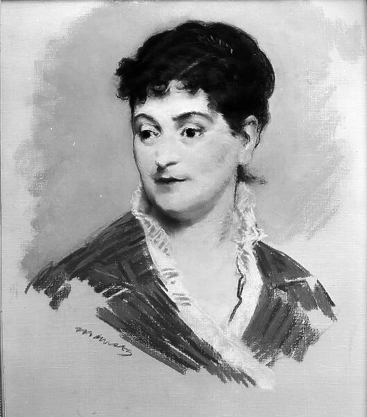 Portrait of Madame Emile Zola, 1874 (pastel on canvas) (b  /  w photo)