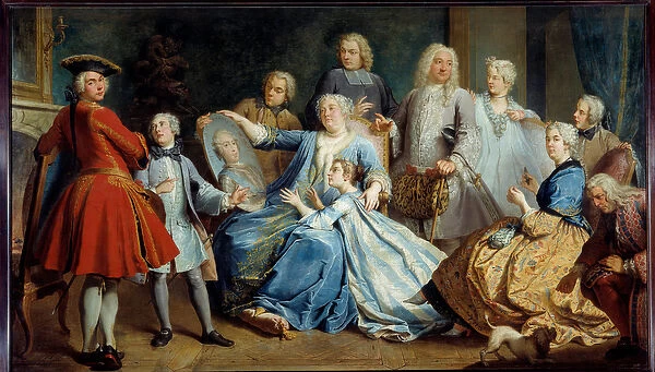 Portrait of Madame Mercier, nurse of Louis XV, surrounded by her family