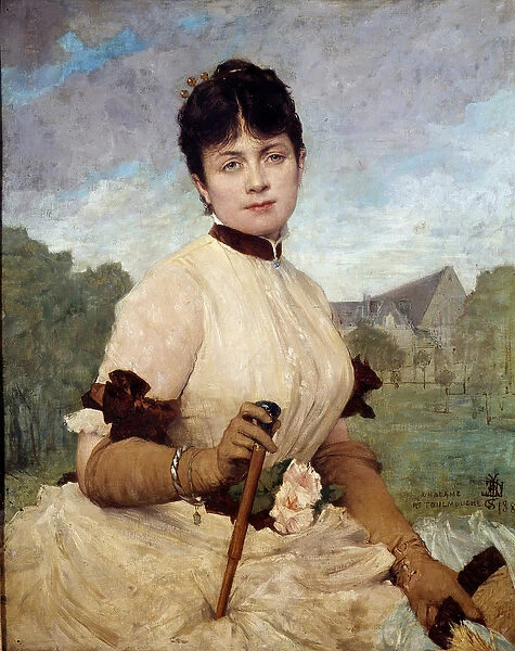 Portrait of Madame Toulmouche Painting by Jules Elie Delaunay (1828-1891) 1884 Sun