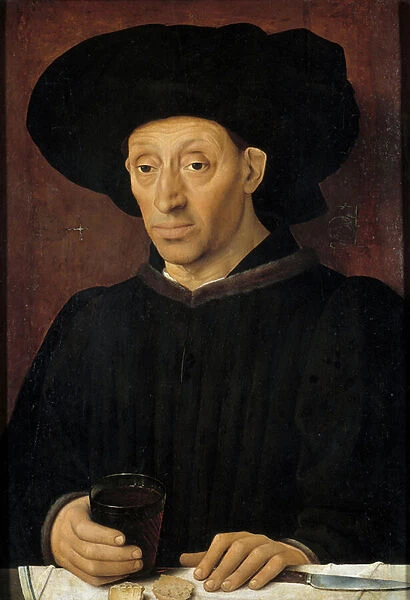 Portrait of the man with the glass of wine Painting of the Portuguese School