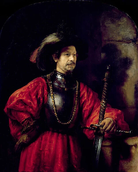 Portrait of a man in military costume, 1650 (oil on panel)