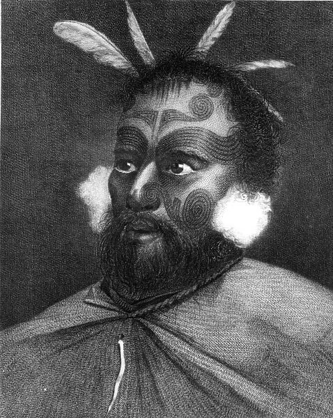 Portrait of a Man of New Zealand, illustration from Journey Round the World