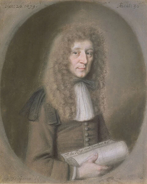 Portrait of a Man, probably Thomas Dare, 1679 (pastel & black chalk on paper)