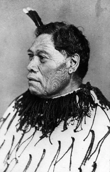 Portrait of a Maori man, before 1880 (b  /  w photo)