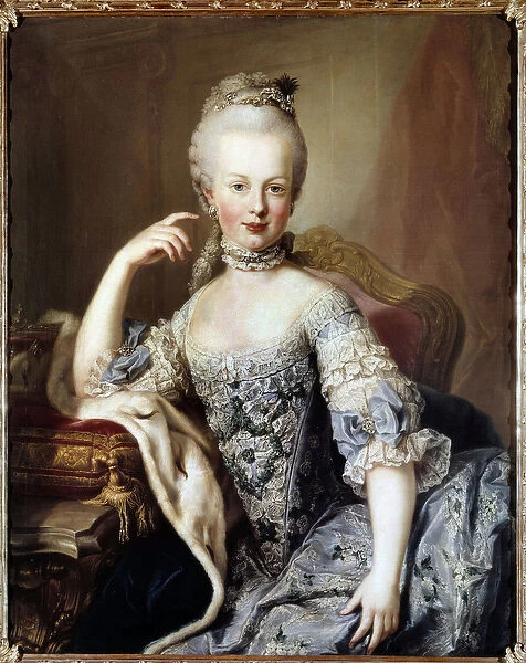 Portrait of Marie Antoinette (1755-1793) Future Queen of France Painting by Martin van