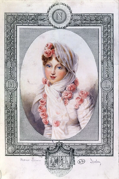 Portrait of Marie Laczinska (1786-1817) Countess Walewska (colour litho)