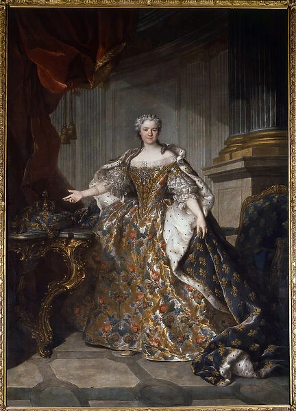 Portrait of Marie Lesczinska (Lesczynska) (1703-1768) Queen of France Painting by Louis