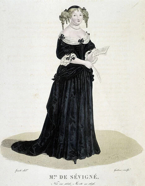 Portrait of Marie de Rabutin-Chantal (Rabutin Chantal), Marquise de Sevigne dit Madame de Sevigne (1626-1696) - in 'Galerie francaise des femmes celebres', 1827