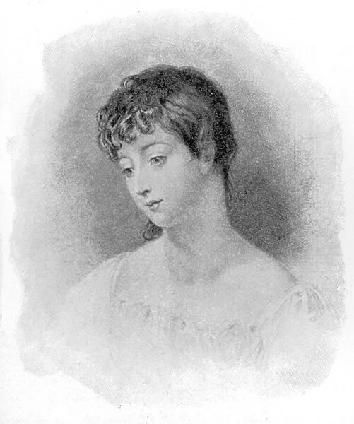 Portrait of Mary Chaworth (litho) (b  /  w photo)