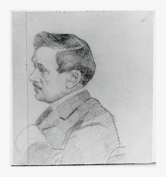 Portrait of Maurice Maeterlinck (conte on paper)