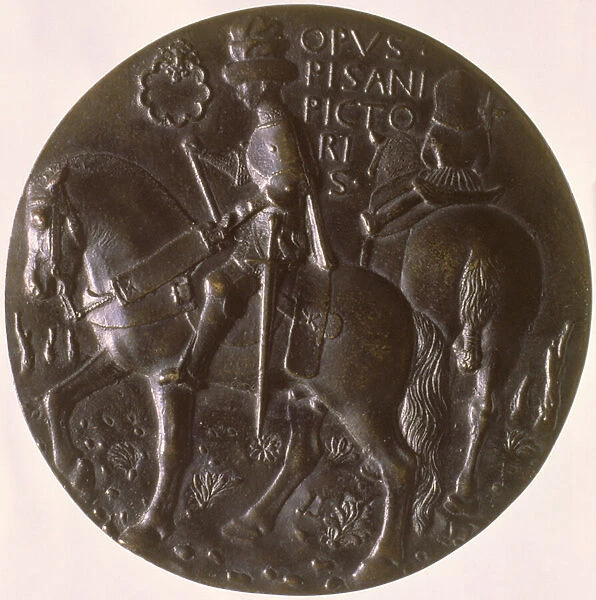 Portrait medal, reverse depicting Gianfrancesco Gonzaga (1394  /  5-1444) on a horse