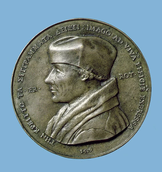 Portrait medallion of Erasmus (1465  /  6-1530) 1519 (bronze) (obverse)