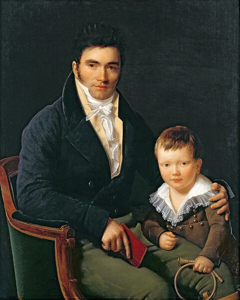 Portrait of a Member of the Barbet Family with his Son (oil on canvas)