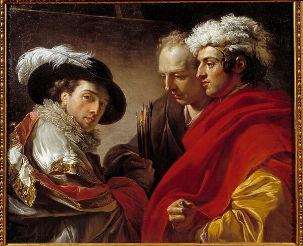 Portrait of Three Men (The Artist, the Architect Pierre Rousseau and an Unknown