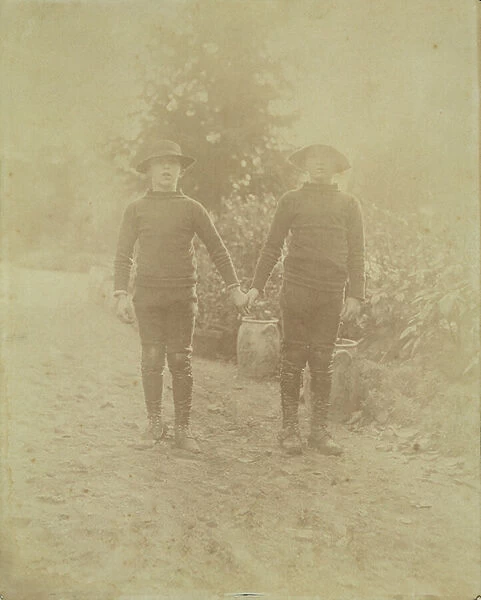 Portrait of Michel Monet and Jean-Pierre Hoschede (b  /  w photo)