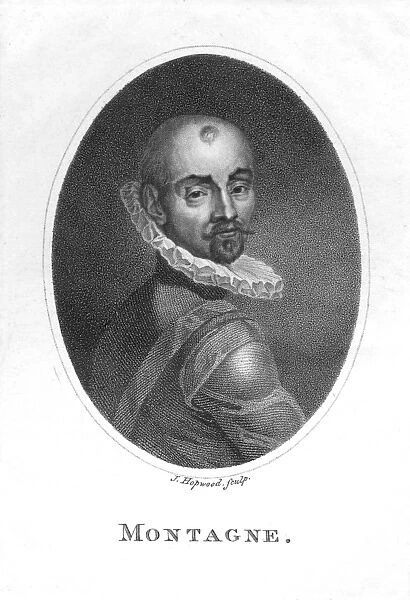Portrait of Michel de Montaigne (engraving) (b  /  w photo)