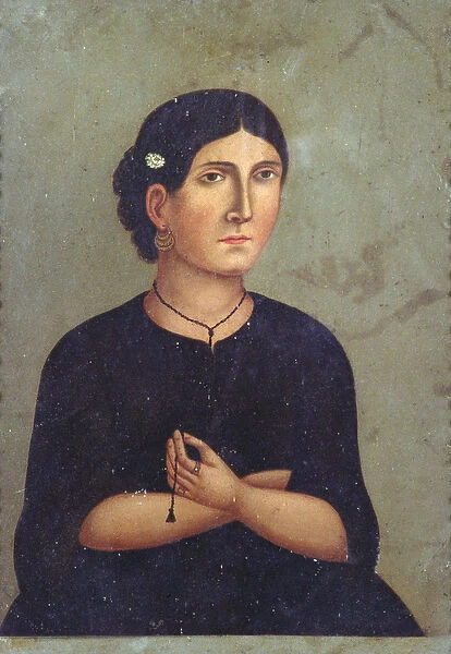 Portrait, mid 19th century (oil on tin)