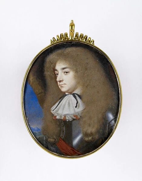 Portrait Miniature of a Man in Armour, c. 1660 (w  /  c on vellum on card)