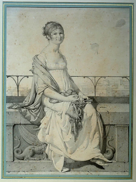 Portrait of Miss Barbara Bansi sitting in an Italian landscape