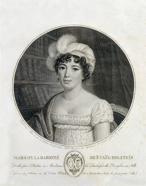 Portrait of Mme de Stael - engraving, 1817