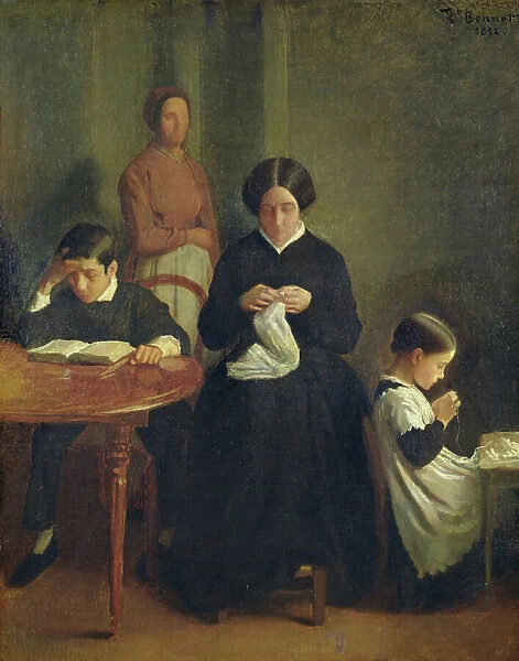 Portrait of the Mother, Brother and Sister of the Artist, 1853 (oil on canvas)