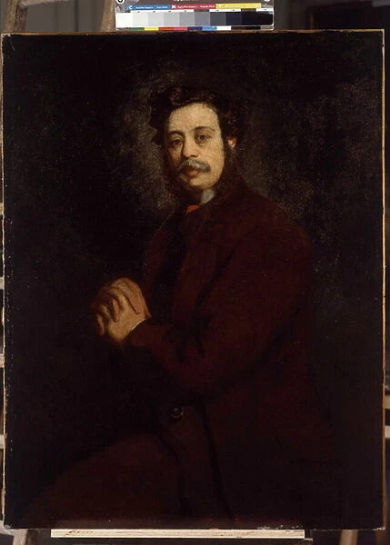 Portrait of Mr. Khan. Painting by Adolphe Monticelli (1824-1886), 165x94 cm. Museum of Fine Arts, Palais Longchamp