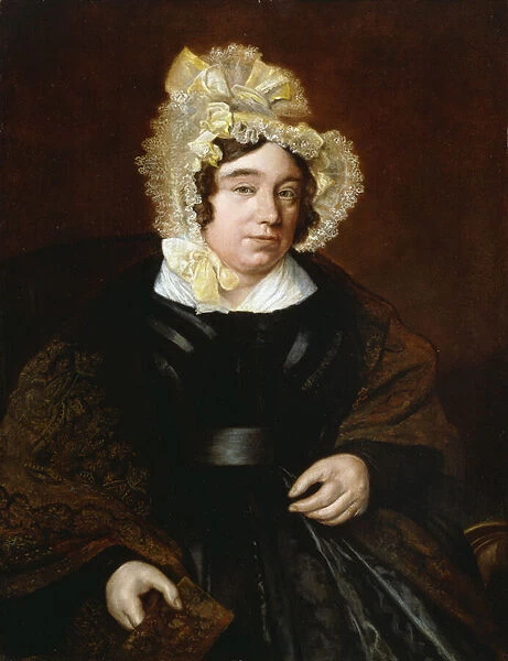 Portrait of Mrs. Edward Cross, seated half-length in a Dark Satin Dress with a Paisley