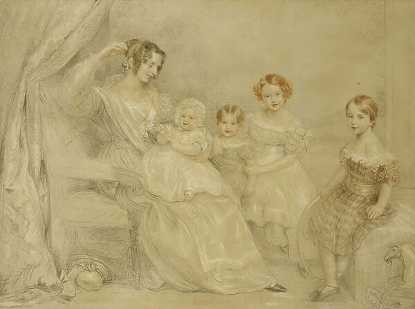 Portrait of Mrs W. S. Fry and her Four Children: Emma, Willy, Julie and Georgina
