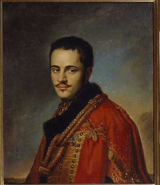 Portrait de Nikolay Niolayevich Raevsky le jeune (1801-1843). (Portrait of N. N. Raevsky The Younger). Peinture de Vasili Andreyevich Tropinin (Vassili Tropinine) (1776-1857), huile sur toile, 1821. Art russe, 19e siecle, romantisme