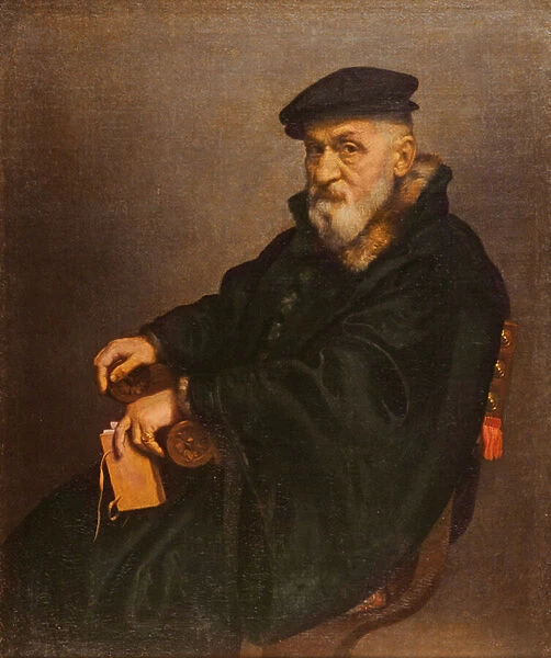 Portrait of an old man with a book, possibly Giovan Battista Seradobati