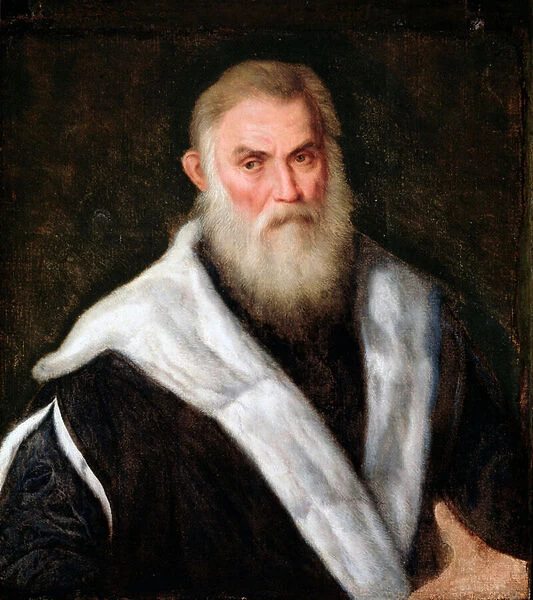 Portrait of an old man wearing a fur coat Painting by Paris Bordon (1500-1571
