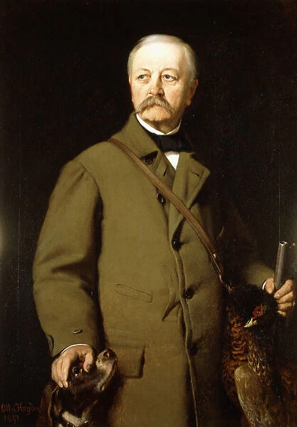 Portrait of Otto von Bismarck in Hunting Clothes with his Dog and a Dead Pheasant