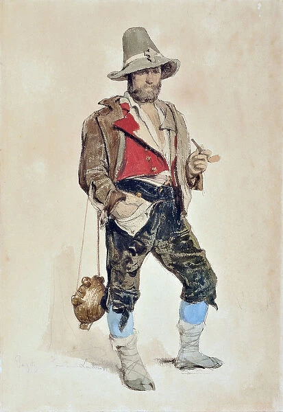 Portrait of the painter Emile Loubon (1809-1863) (watercolour)