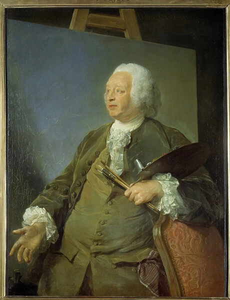 Portrait of the painter Jean Baptiste Oudry (1686-1755) Painting by Jean-Baptiste