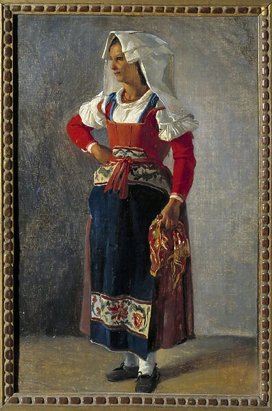 Portrait of a peasant near Rome Painting by Achille Michallon (1796-1822