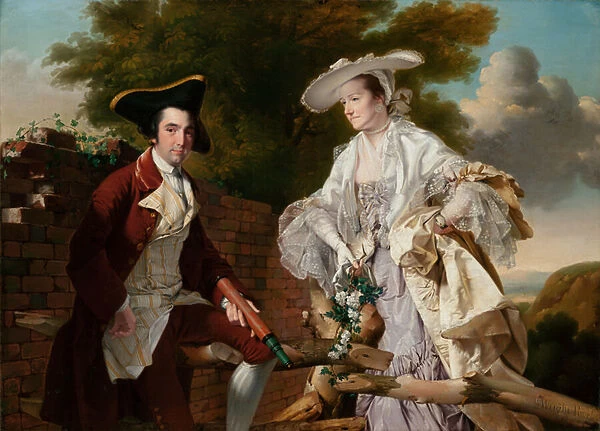 Portrait of Peter Perez Burdett and His First Wife Hannah, 1765 (oil on canvas)