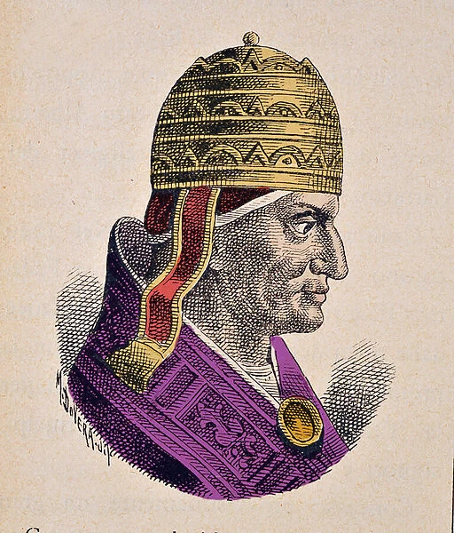 Portrait of the Pope Gregoire IX (Gregorio, Gregorius or Gregory) (1227-1241)