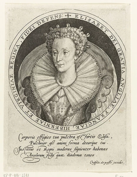 Portrait of Queen Elizabeth I of England, 1598 (engraving)
