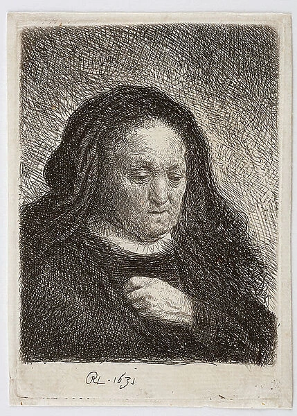 Portrait of Rembrandt's mother, 1631 (etching)