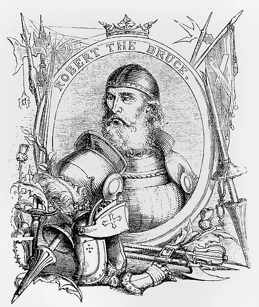 Portrait of Robert the Bruce (1274-1329) (engraving) (b  /  w photo)