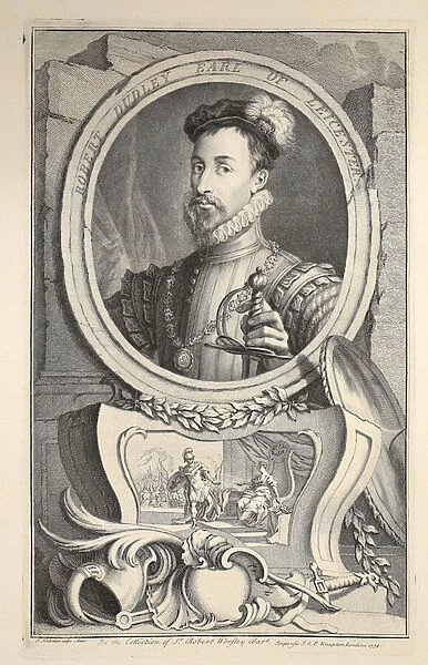 Portrait of Robert Dudley, Earl of Leicester, illustration from
