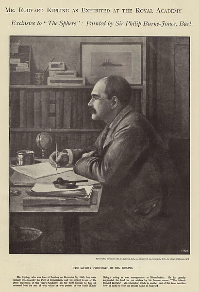 Portrait of Rudyard Kipling exhibited at the Royal Academy (litho)